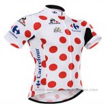 2015 Abbigliamento Ciclismo Tour de France Bianco Rosso Manica Corta